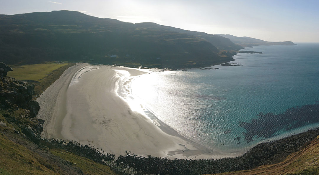 White sandy Calgary Beach with turquoise waters on the Isle of Mull