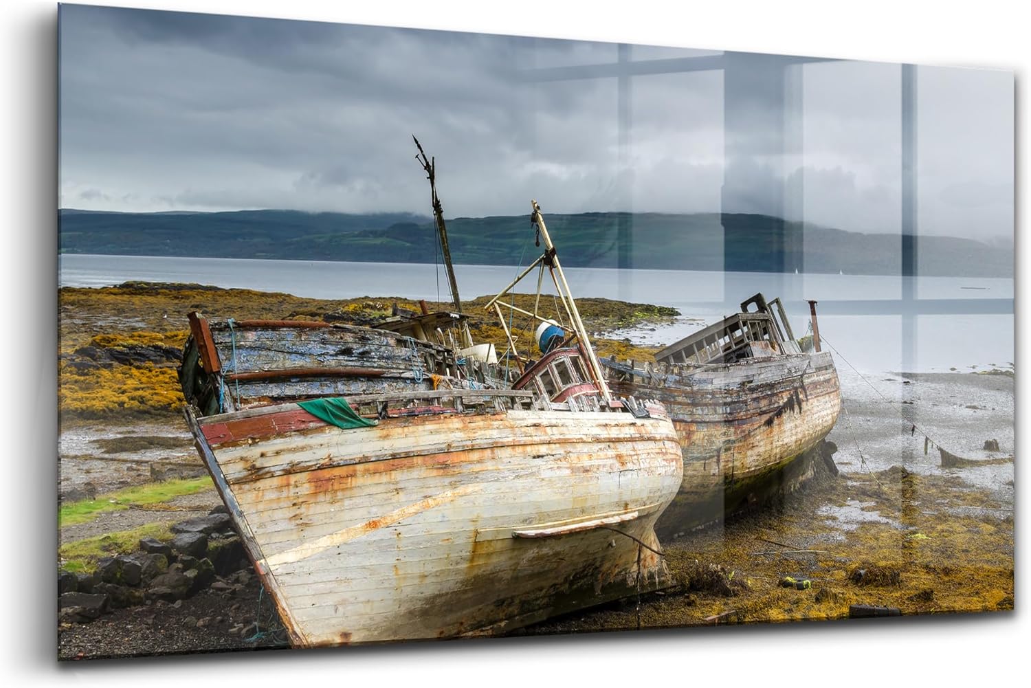 Wallfluent 100x50 cm Glass Wall Decoration Salen Bay Boats