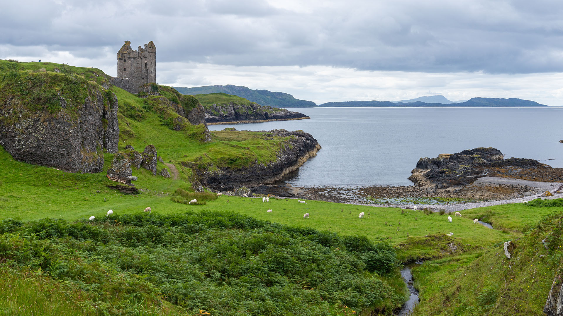 A castle perched on a rocky outcrop.
