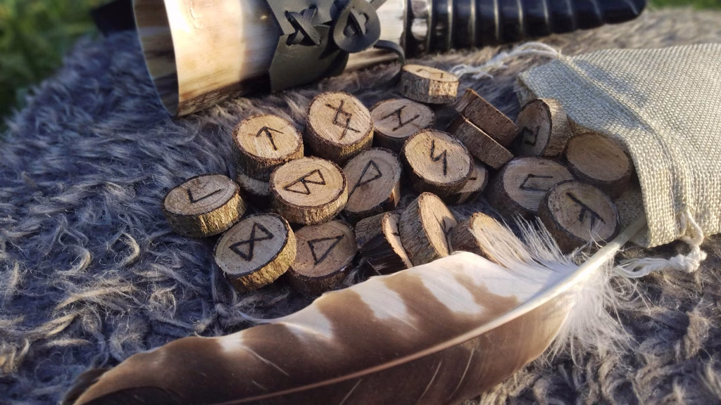 Wooden Norse runes